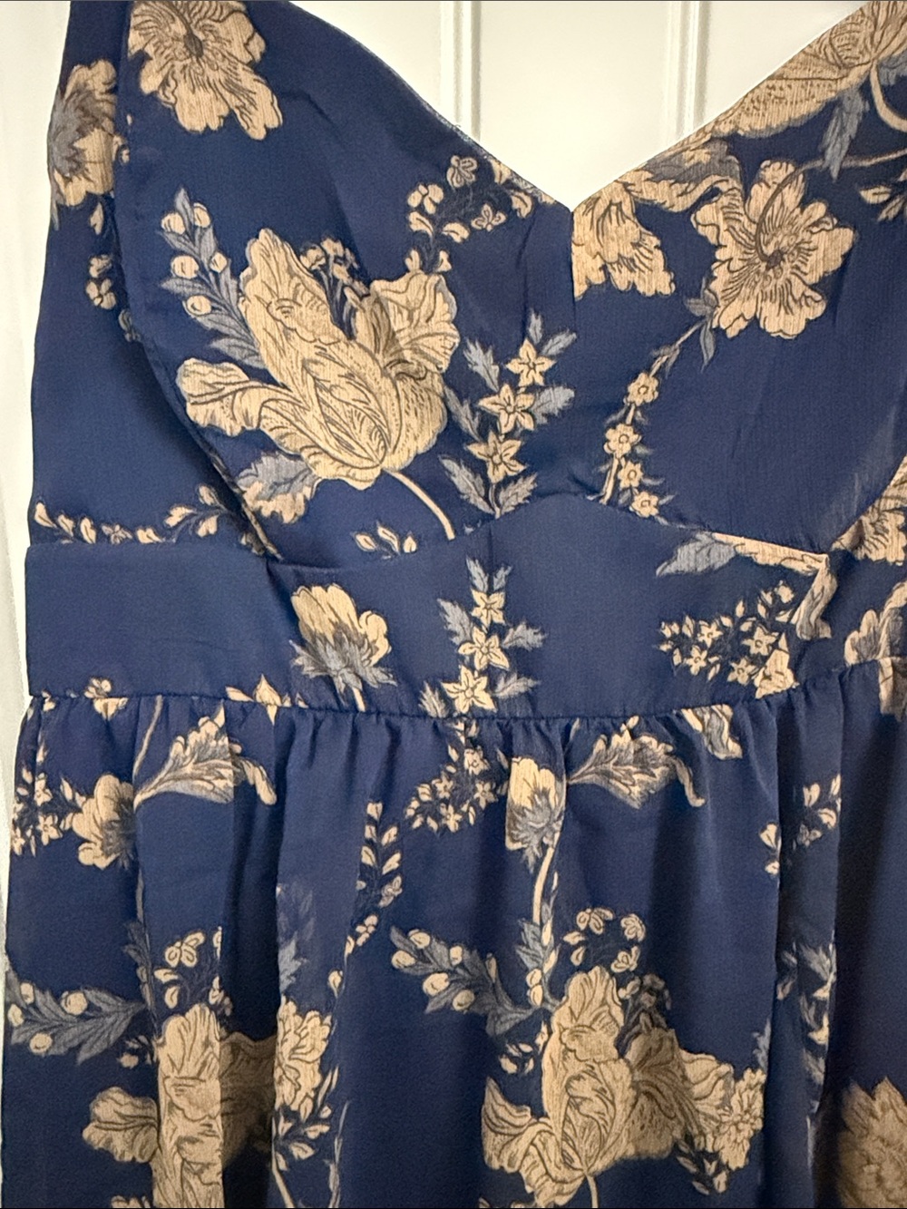 Torrid Navy Floral Tiered Sundress with Tie Straps size 1 - Picture 4 of 4